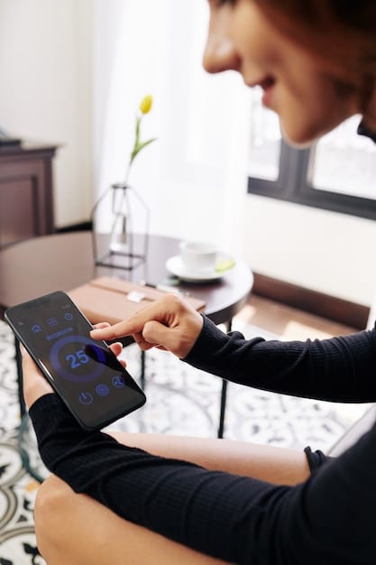 A close-up of a smart thermostat with energy-saving settings, highlighting the technology that qualifies for energy tax credits.