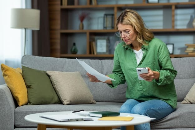 A homeowner organizing receipts and documents related to energy-efficient home improvements, preparing to claim tax credits.