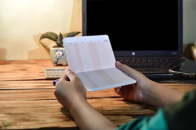 A close-up of hands filling out an application form for the Affordable Connectivity Program, with a pen and supporting documents (such as an ID and proof of income) visible on a table. The background is blurred but suggests a home office setting.
