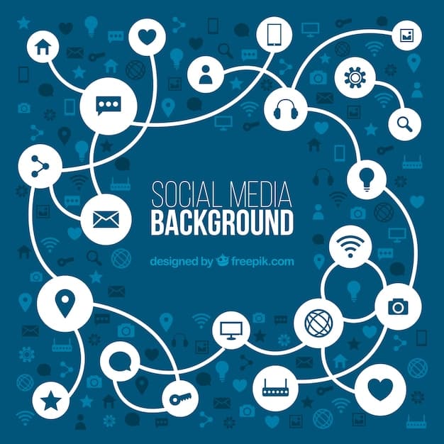 A graphic showing various social media logos interconnected by lines representing the spread of information, with a magnifying glass over one of the logos indicating detection and analysis of disinformation.