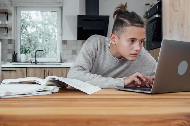 A student sitting at a desk, focused on filling out the FAFSA application on a laptop. The room is tidy and well-lit, emphasizing a conducive learning environment.