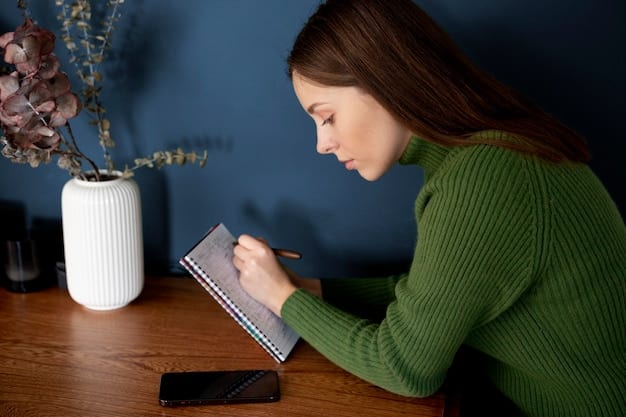 A person sitting at a desk, looking thoughtfully at a notepad with a pen in hand, surrounded by books and a laptop, representing reflection on the path to choose. The lighting is soft and conducive to thought.