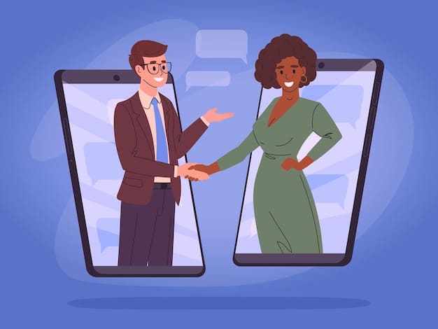 A split-screen illustration showing two interview scenarios. On one side, a person with confident posture, direct eye contact, and a smile. On the other, a person with slumped posture, averted gaze, and a nervous expression.
