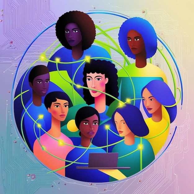 An illustration showing a diverse group of individuals, each connected to a global network, with locks and keys floating around them, representing the breach of personal financial data in a cyberattack scenario.