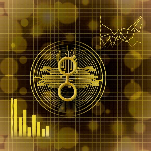 A close-up of a digital screen displaying fluctuating cryptocurrency prices, overlaid with warning symbols and SEC logo, showing market volatility and regulatory oversight.