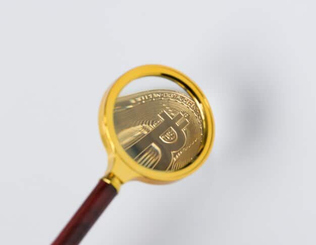 A graph depicting the growth of cryptocurrency adoption, with a magnifying glass hovering over it, emphasizing the increased regulatory scrutiny from the SEC.