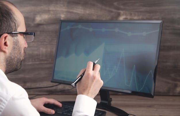 A person analyzing data on a computer screen, with graphs and charts related to gun violence statistics. The image represents the importance of research and data in informing gun control policies.