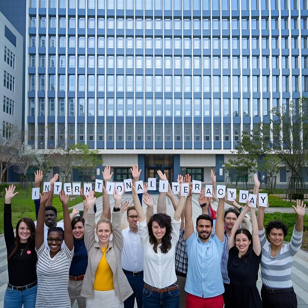 A photo of a group of federal employees standing outside a government building with signs protesting the government shutdown and demanding that they be paid.