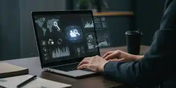 Professional using AI-powered job search tools on a laptop