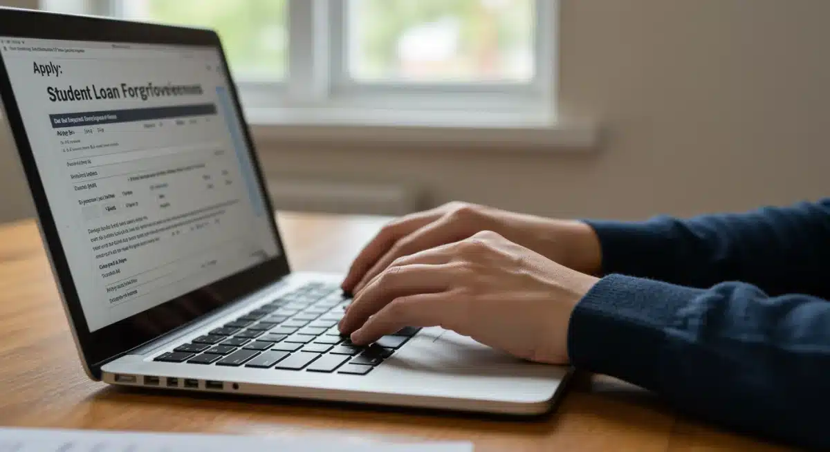 Person applying for loan forgiveness online