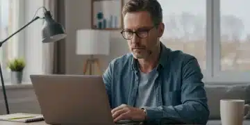 Person confidently engaging with a laptop, symbolizing career transition and new opportunities after a layoff.