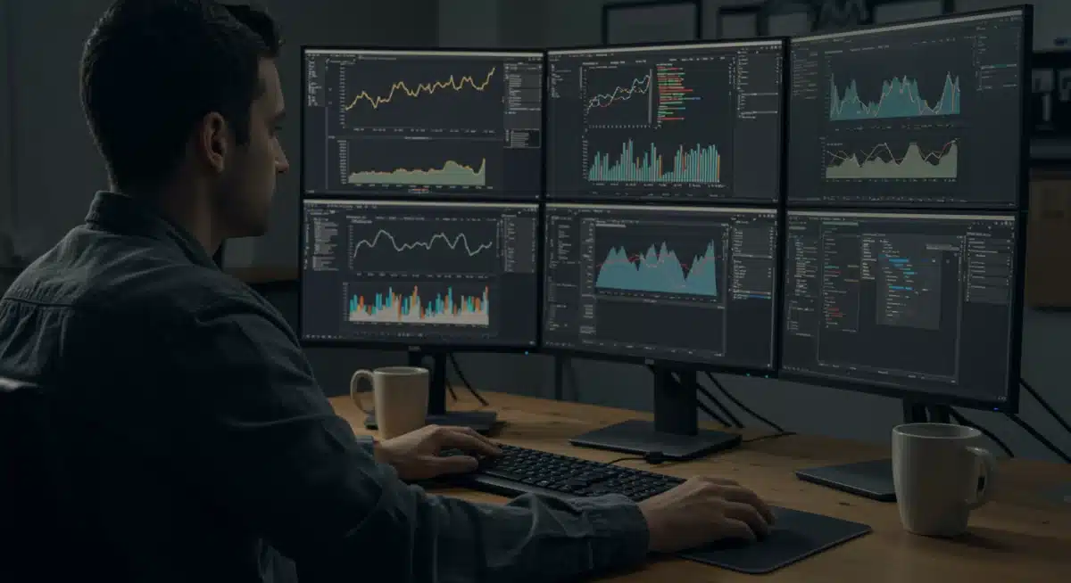 Data analyst working on complex data visualizations