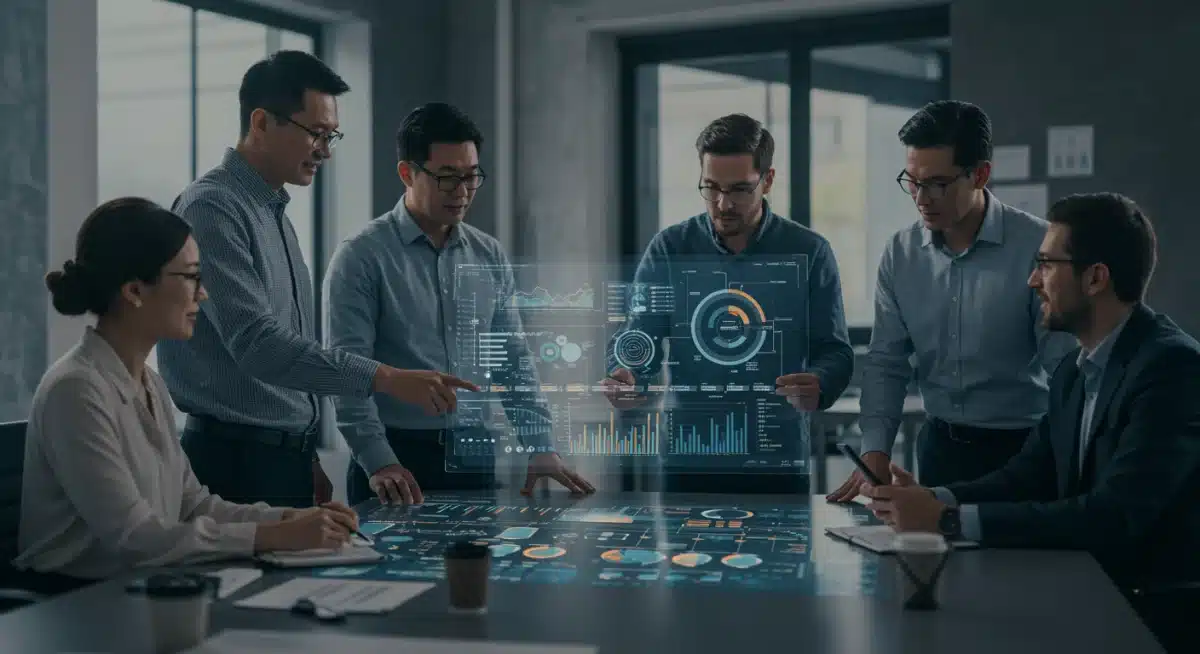 Diverse team collaborating on data project