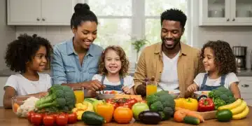 Diverse family enjoying a healthy meal together