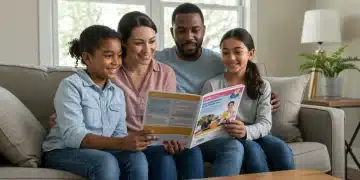 Family reviewing housing assistance program information