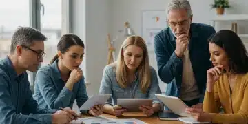 People analyzing financial data to plan for future inflation