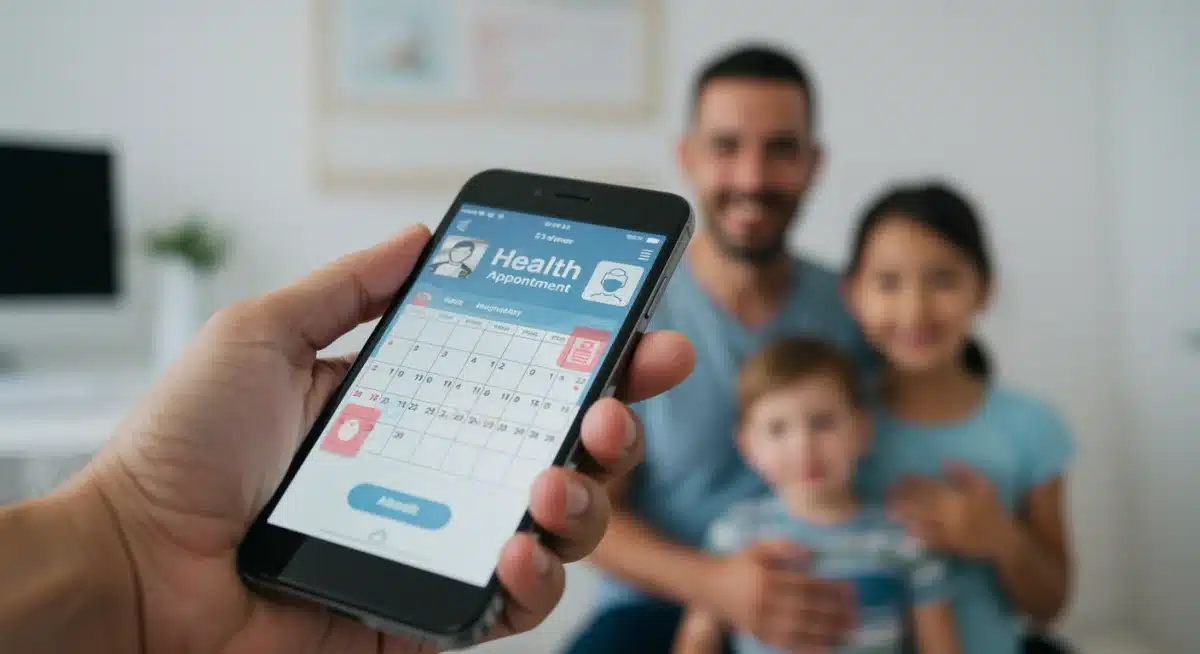 Smartphone displaying health app with appointment calendar