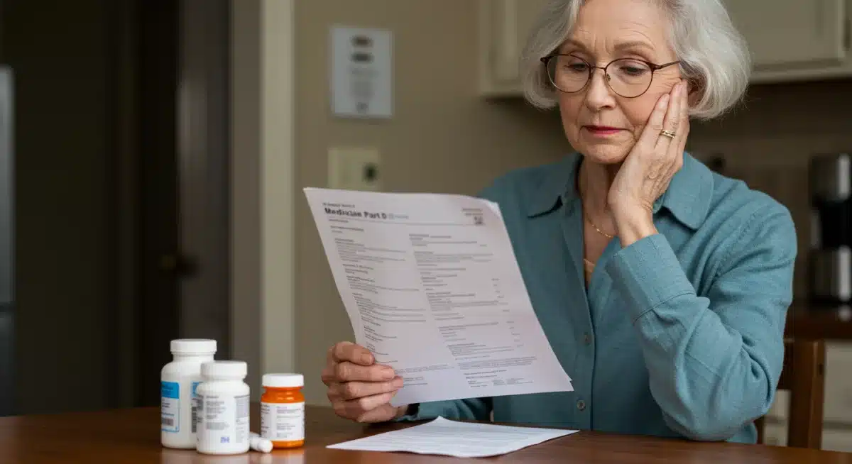 Senior citizen analyzing Medicare Part D prescription drug costs