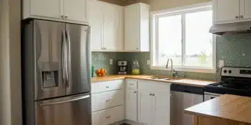 Modern kitchen with Energy Star appliances saving energy