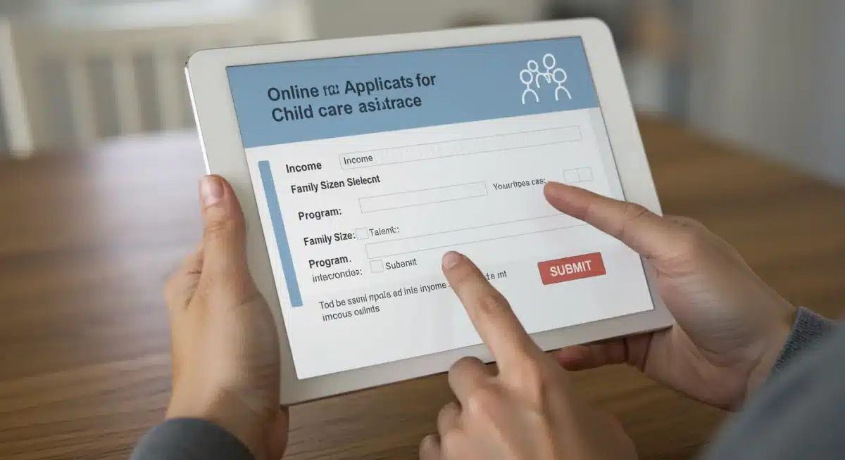 Parent completing online child care assistance application form