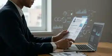 Professional reviewing digital resume with future skills