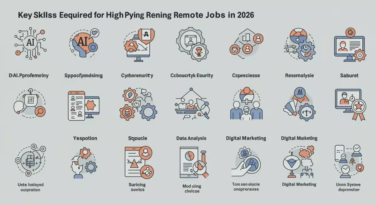 Infographic showing essential skills for top-paying remote jobs in 2026.