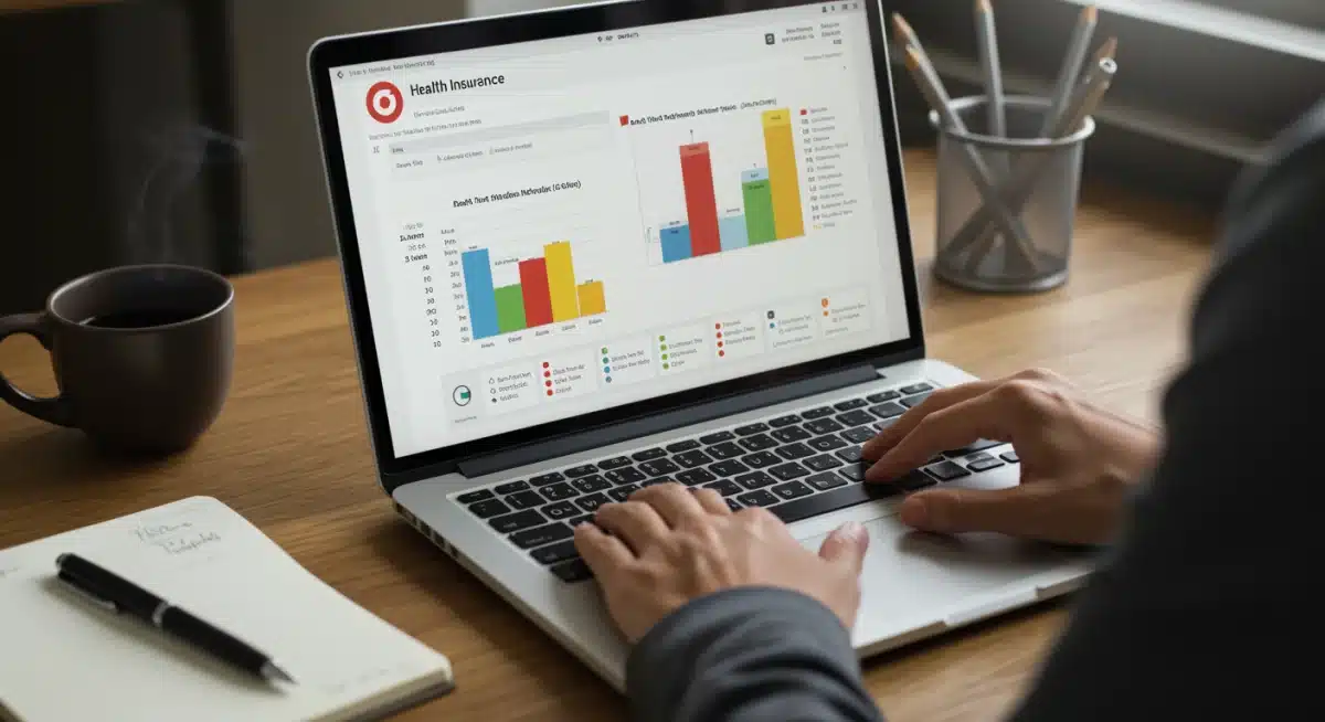 Individual researching health plan network options on a laptop.