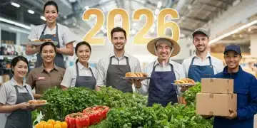 Diverse individuals engaged in various seasonal work roles for 2026, showcasing different industries.