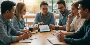 People discussing high-yield savings accounts and smart investing strategies in a coffee shop setting.