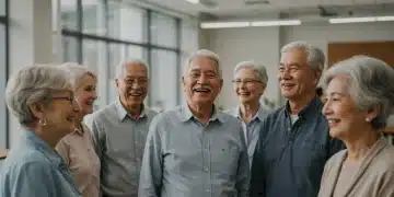 Seniors discussing Social Security benefits in a community setting