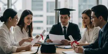 Students reviewing loan forgiveness documents