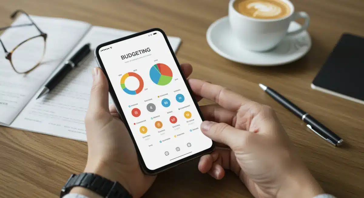Person tracking expenses on a budgeting app
