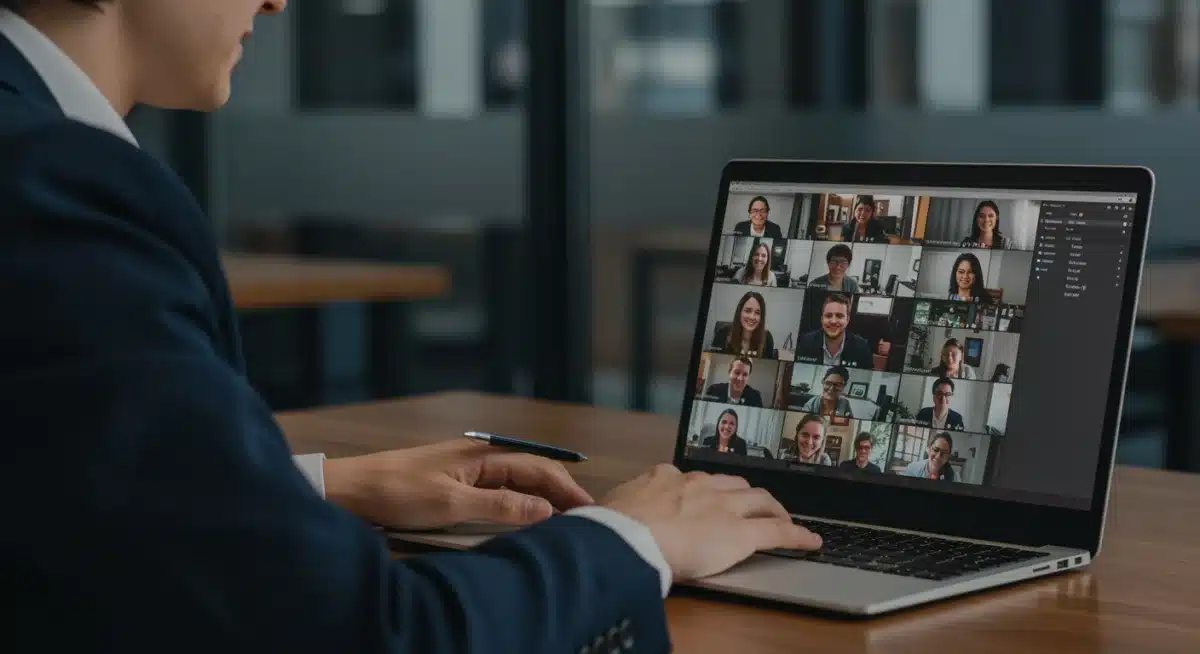 Graduate actively participating in a virtual networking event