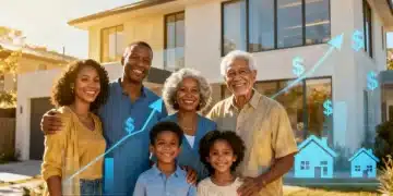 Happy American family benefiting from government support programs