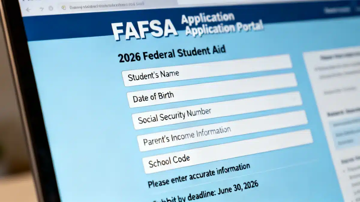 FAFSA application portal on computer screen