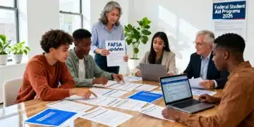 Students and parents reviewing Federal Student Aid documents
