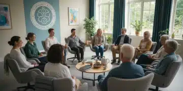 Diverse group in supportive mental health session