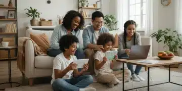 Family enjoying affordable internet access at home in the US