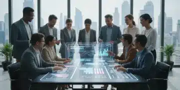 Professionals collaborating in a modern office, representing future job market success