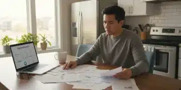 Person reviewing complex hospital bills at home, looking for ways to reduce costs